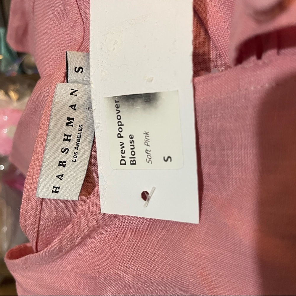 Harshman Anthropologie Brand DREW POPOVER Soft Pink LINEN Blouse size small - Picture 11 of 12